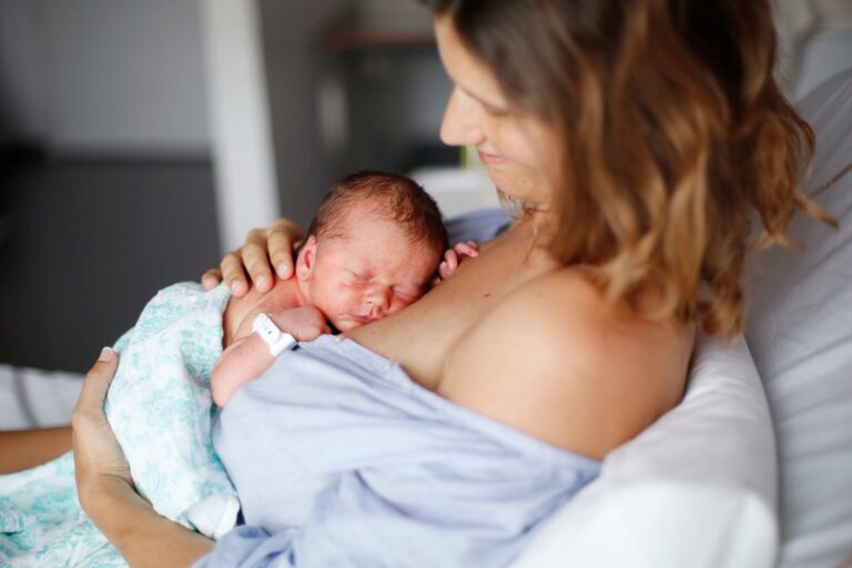 Mom with newborn baby