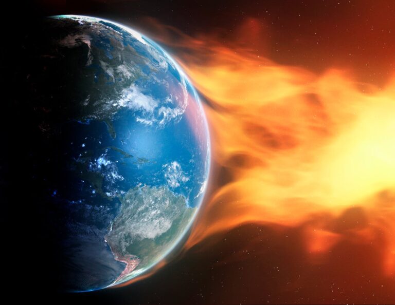 coronal mass ejection impacting earth illustration